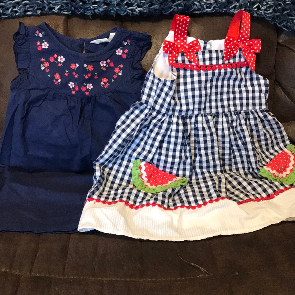 2 super cute summer dresses size 18-24 mo. EUC!